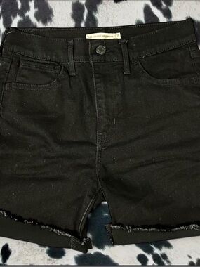 Levi's Black Rolled Hem Denim Shorts